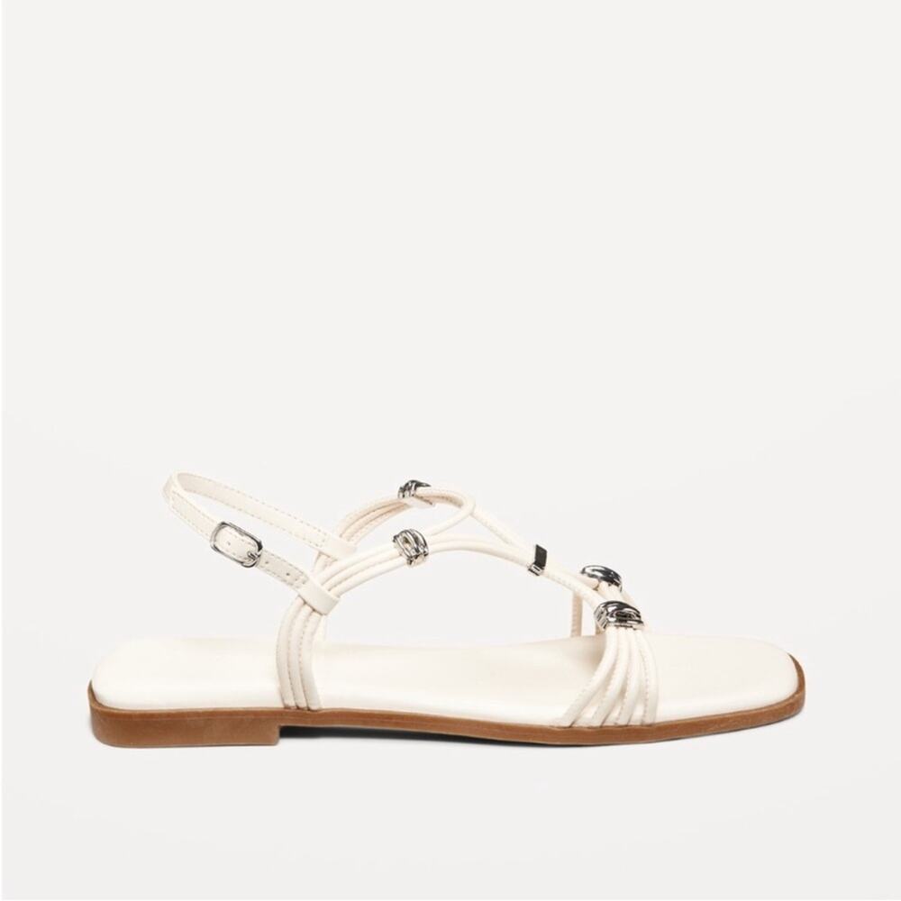 Old Navy Bone Faux-Leather Strappy Hardware Sandals - Picture 3 of 12